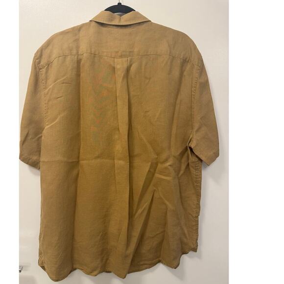 Vince Men's 100% Linen XL Short Sleeve Button Down Brown - Picture 3 of 5